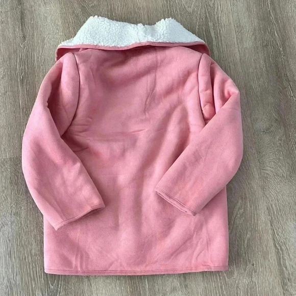 Unbranded faux suede and Sherpa shawl jacket coat pink girls size Euro 130 (6/7) - Picture 5 of 9